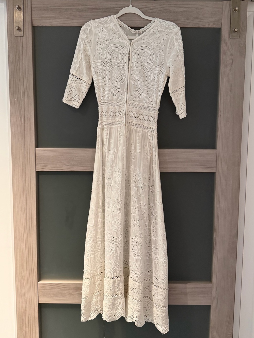 Love Shack Fancy white maxi eyelet dress
